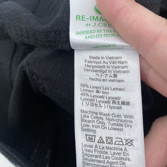 J. Crew Size 00 Seaside Cargo Pants Black High Waist Linen-TENCEL Lyocell Blend - Picture 12 of 16